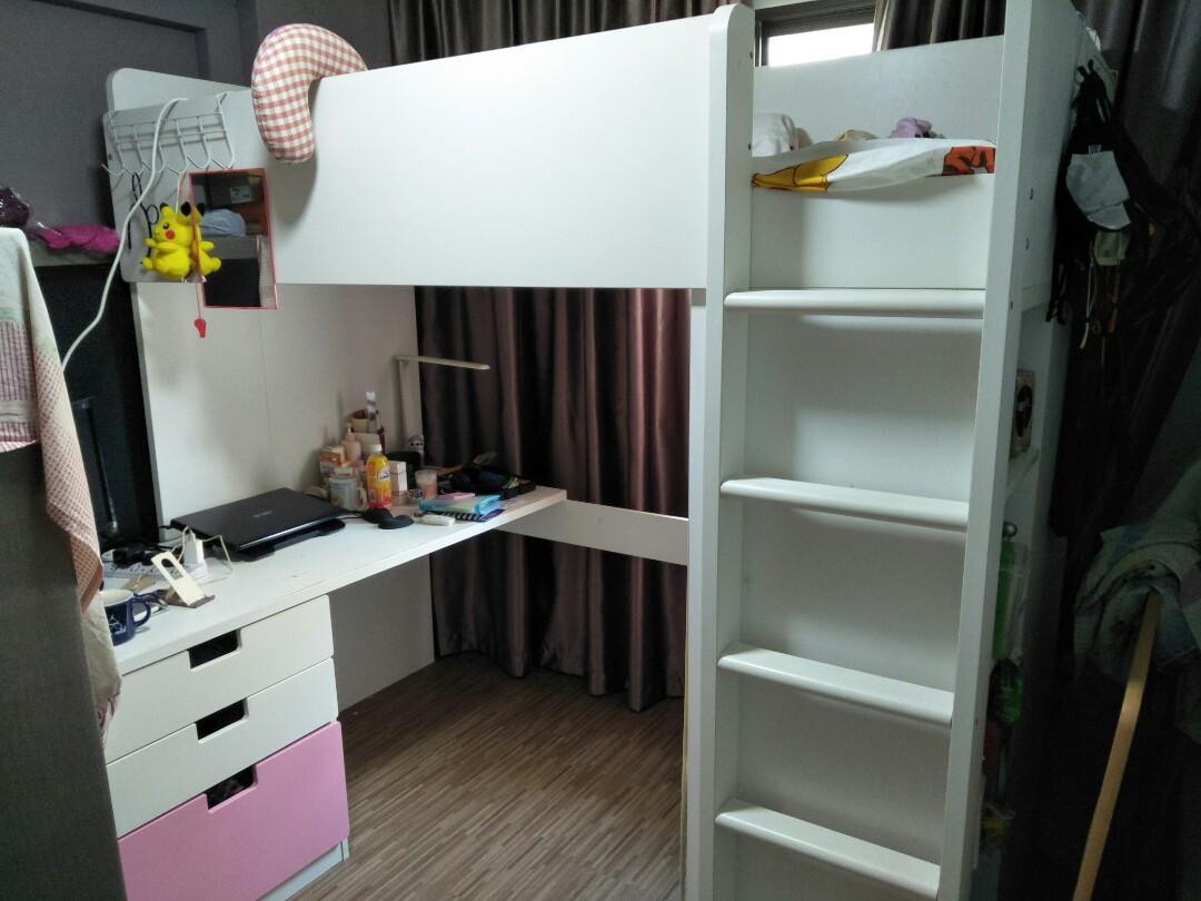 Ikea Stuva Loft Bed with Desk table and Open Shelves