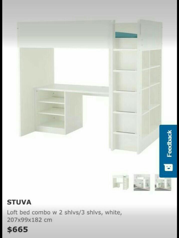 Ikea Stuva Loft Bed with Desk table and Open Shelves
