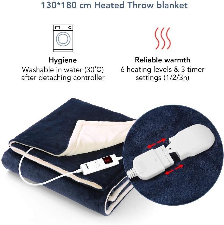 K4228] MaxKare Electric Heated Blanket 130x180cm with Adjustable Timers and  6 Optional Levels, Heated Throw Over Blanket with Fast-Heating Technology  Machine-Washable Fabrics for Full Body Comfort, Furniture u0026 Home Living,  Bedding u0026