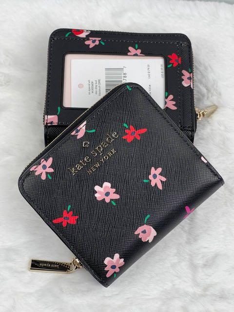 Kate Spade Staci Small Zip Around Wallet in Ditsy Buds Floral Black Multi,  Luxury, Bags & Wallets on Carousell