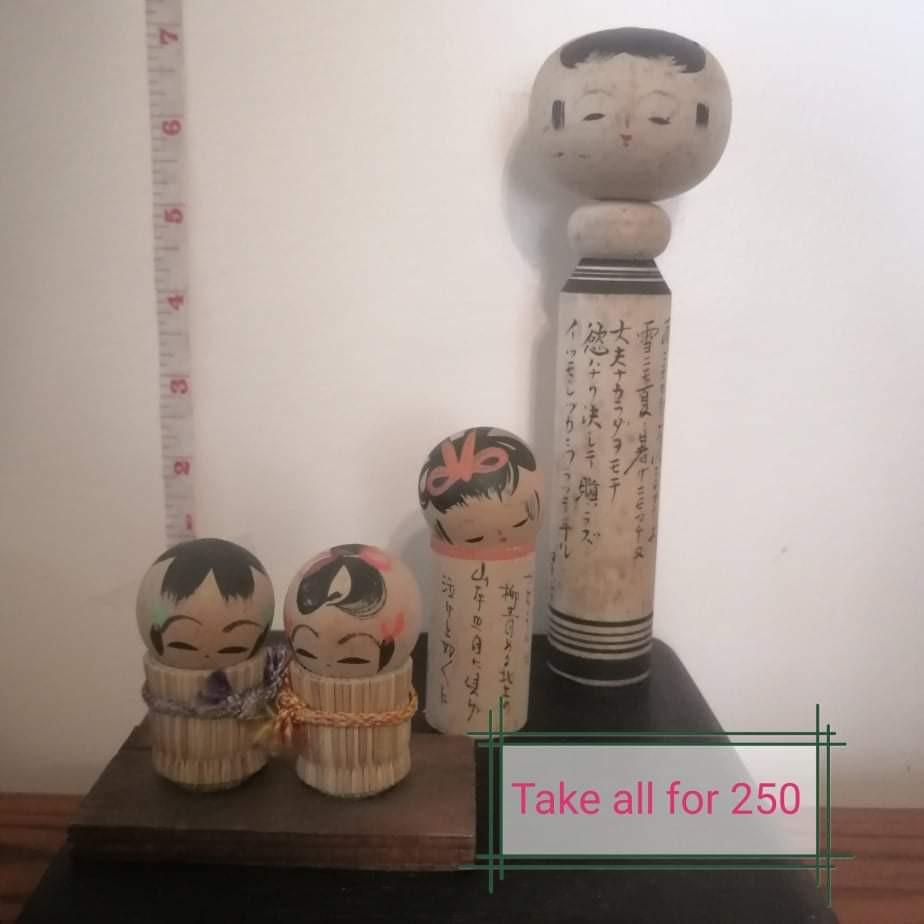 Kokeshi bundle (Category: Vintage Collectibles) located in Quezon City. Submitted by herb2012 (Listing ID 1117569972, Image 1). Description: take all for 250.