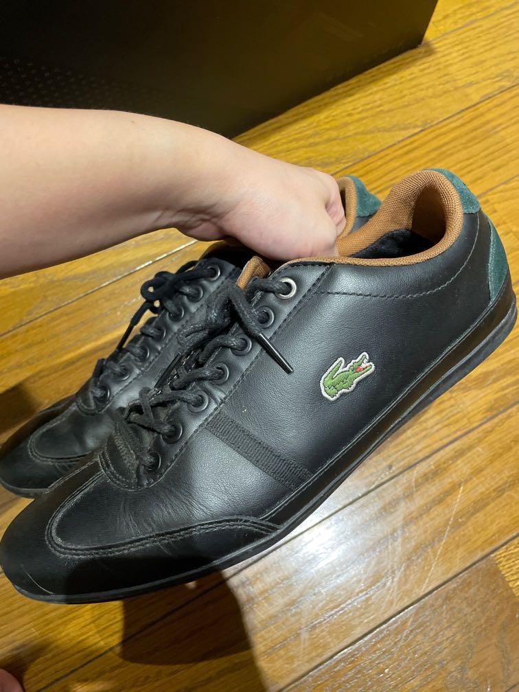 LACOSTE BLACK SHOES MAN, Fesyen Pria 