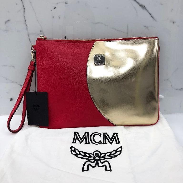 Mcm red clutch bag outlet