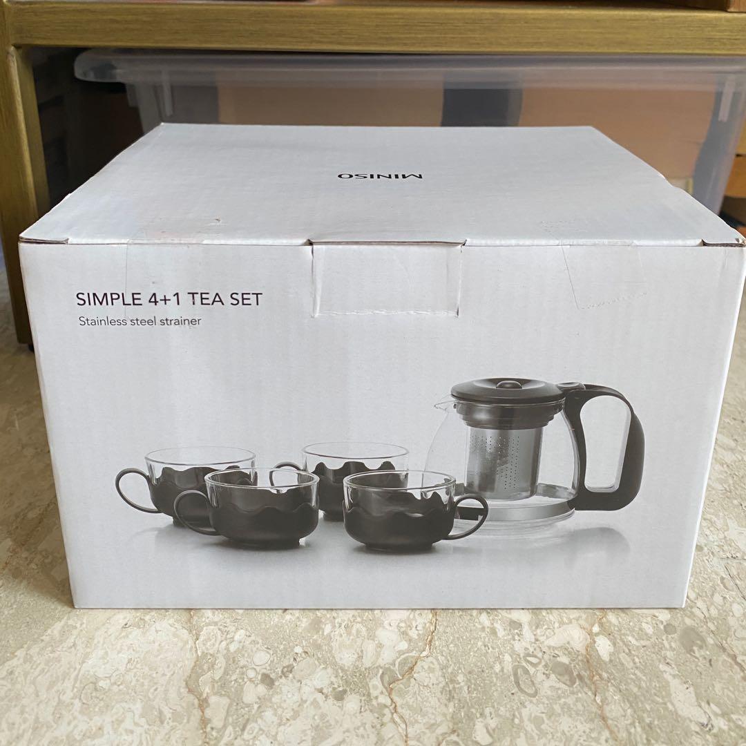 Miniso Tea Set (Teapot with Strainer and Four Cups), Furniture & Home