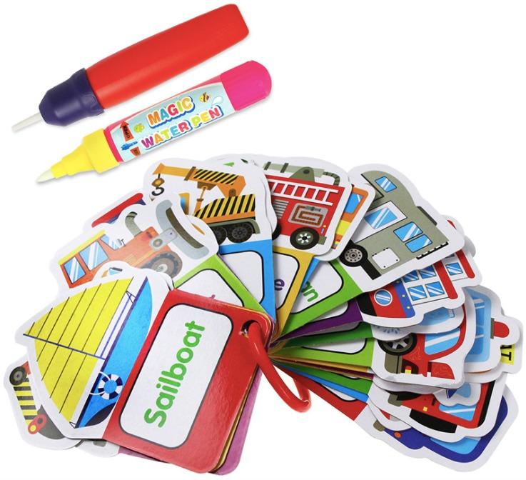 Baby Kids Reusable Magic Water Drawing Numbers Word Flashcard Non Toxic 