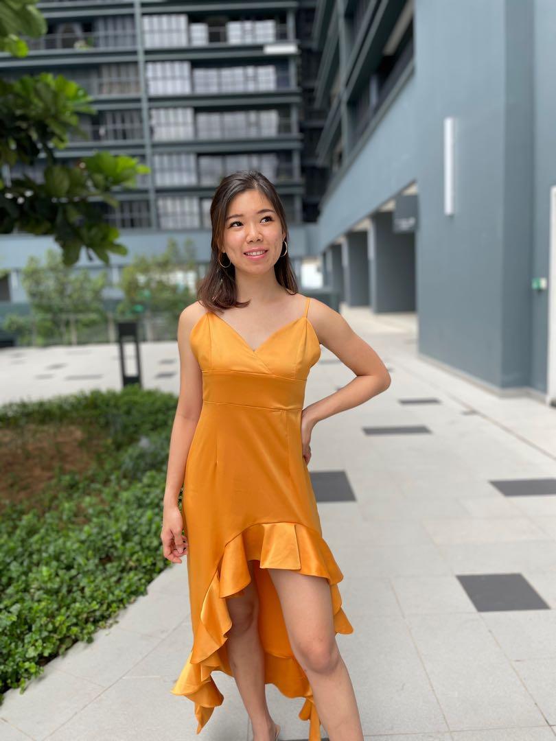 Mustard fishtail dress WomenTopS WomenTopM WomenTopL Bags15off