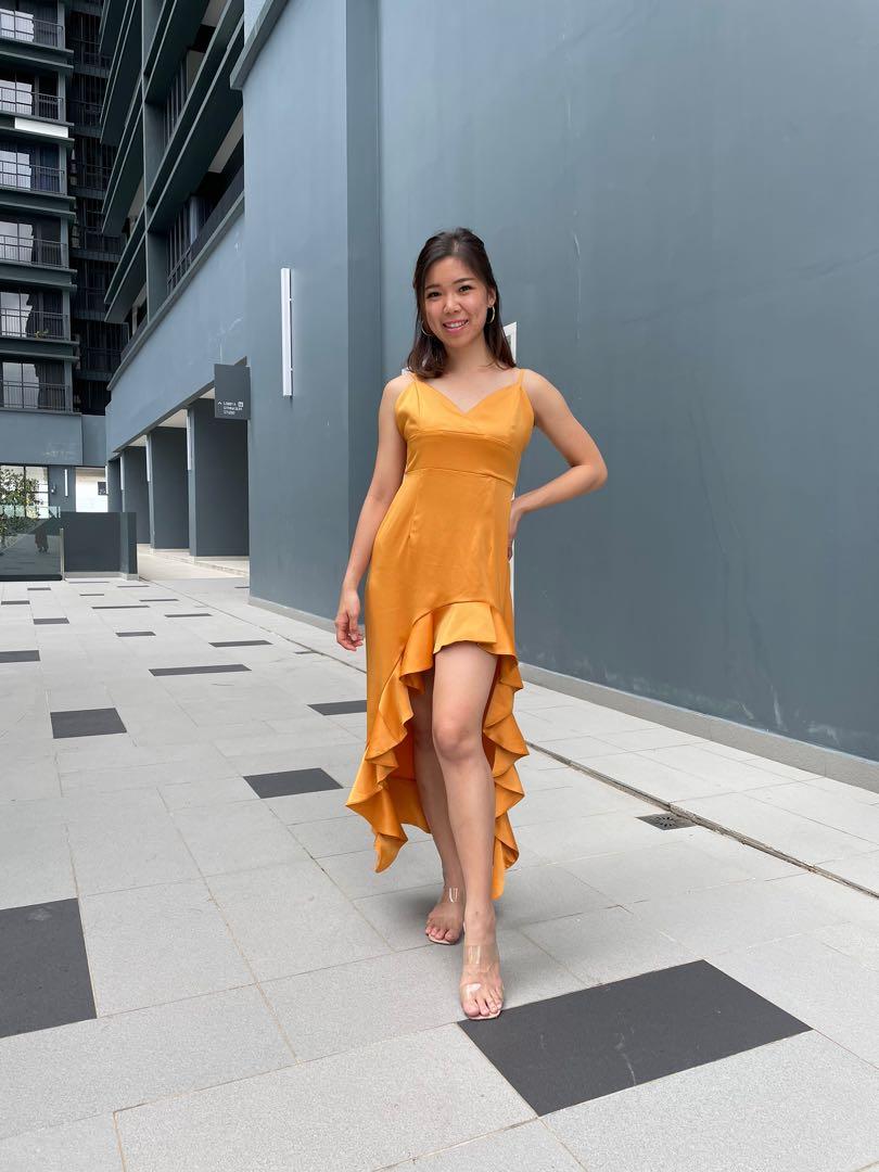 Mustard fishtail 2025 dress