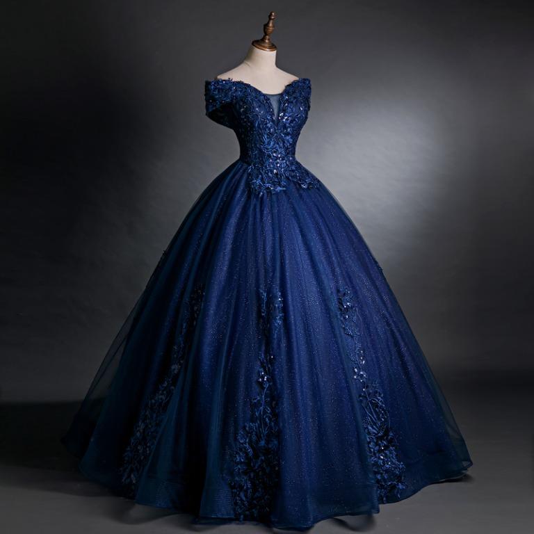 Blue glitter outlet ball gown