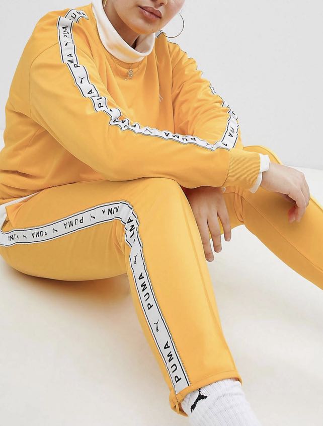 PUMA Taped Side Stripe Track Pants Women s Fashion Activewear on