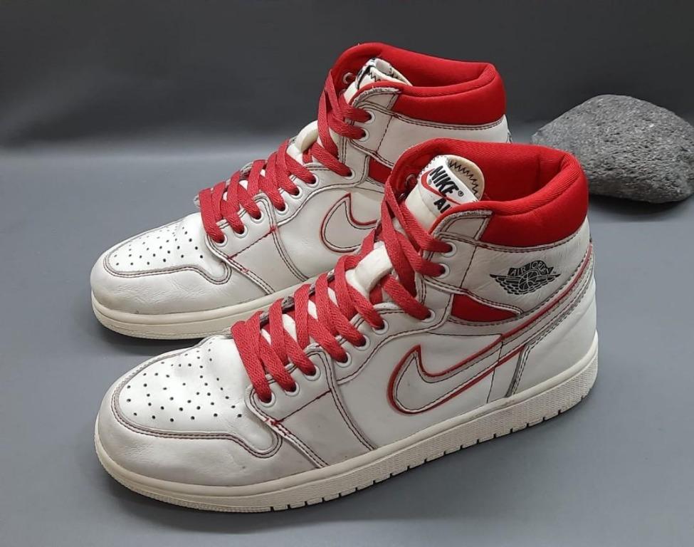 Sepatu Air Jordan 1 Retro High OG Sail Phantom Red 555088-160 size 42,5