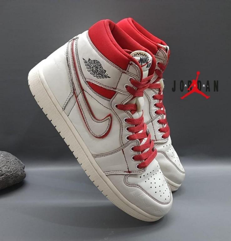 Sepatu Air Jordan 1 Retro High OG Sail Phantom Red 555088-160 size 42,5