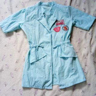 Sky Blue Thin Jacket with Patches