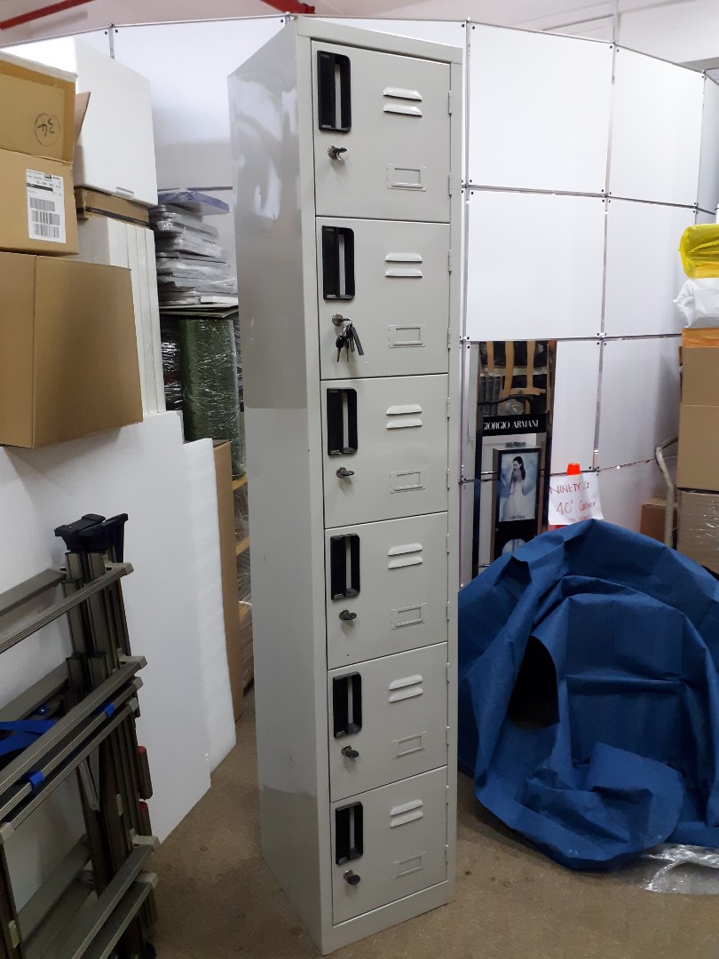 Steel locker unit with 6 lockable doors, Furniture & Home Living ...