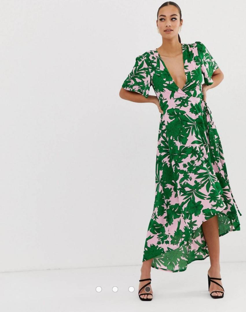 Missguided green floral dress discount