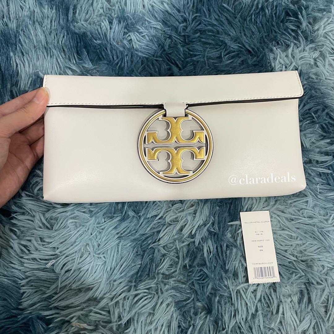 Tory burch gold miller clutch store