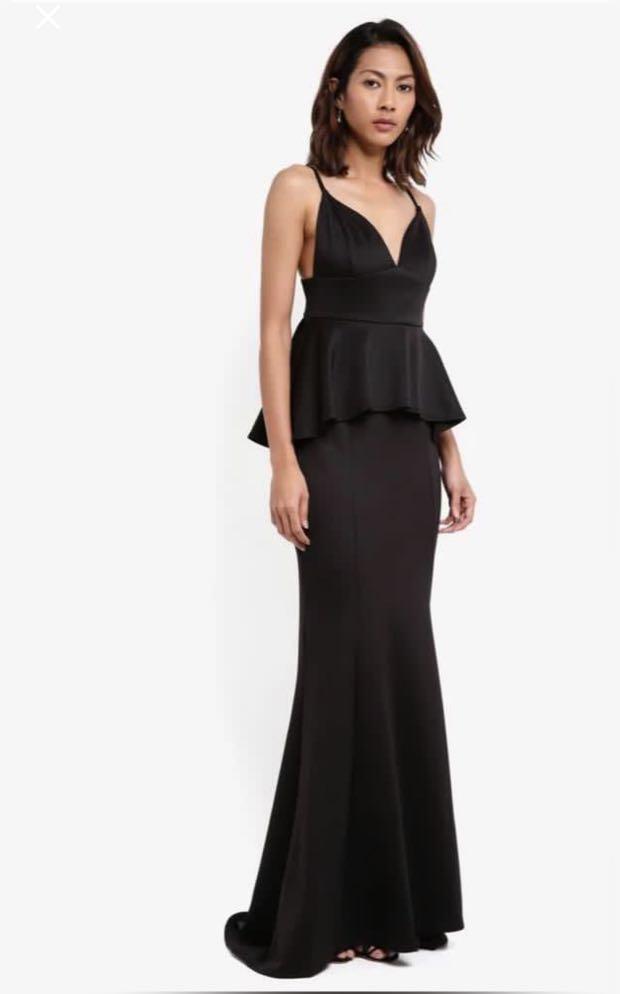 Zalora Goddiva Dinner Gown Peplum Maxi Dress