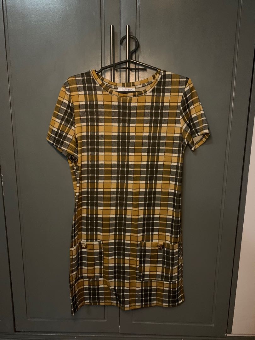 yellow plaid dress
