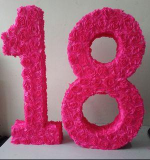 3D Floral Number 18 Standee for Debut Birthday Party- 2 Feet