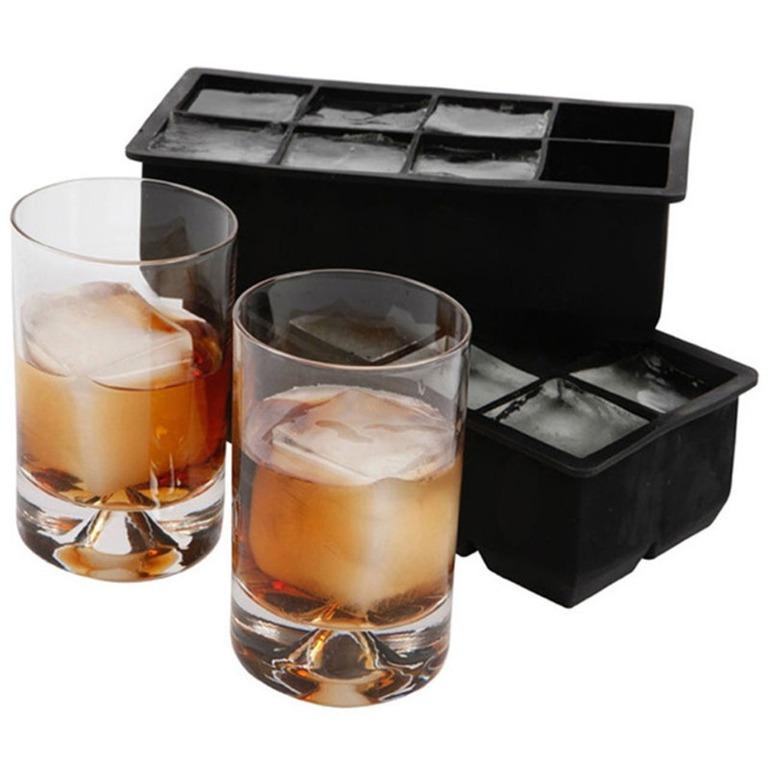 8 Grid Big Square Ice Cube Tray Mold Box Large Food Grade Silicone