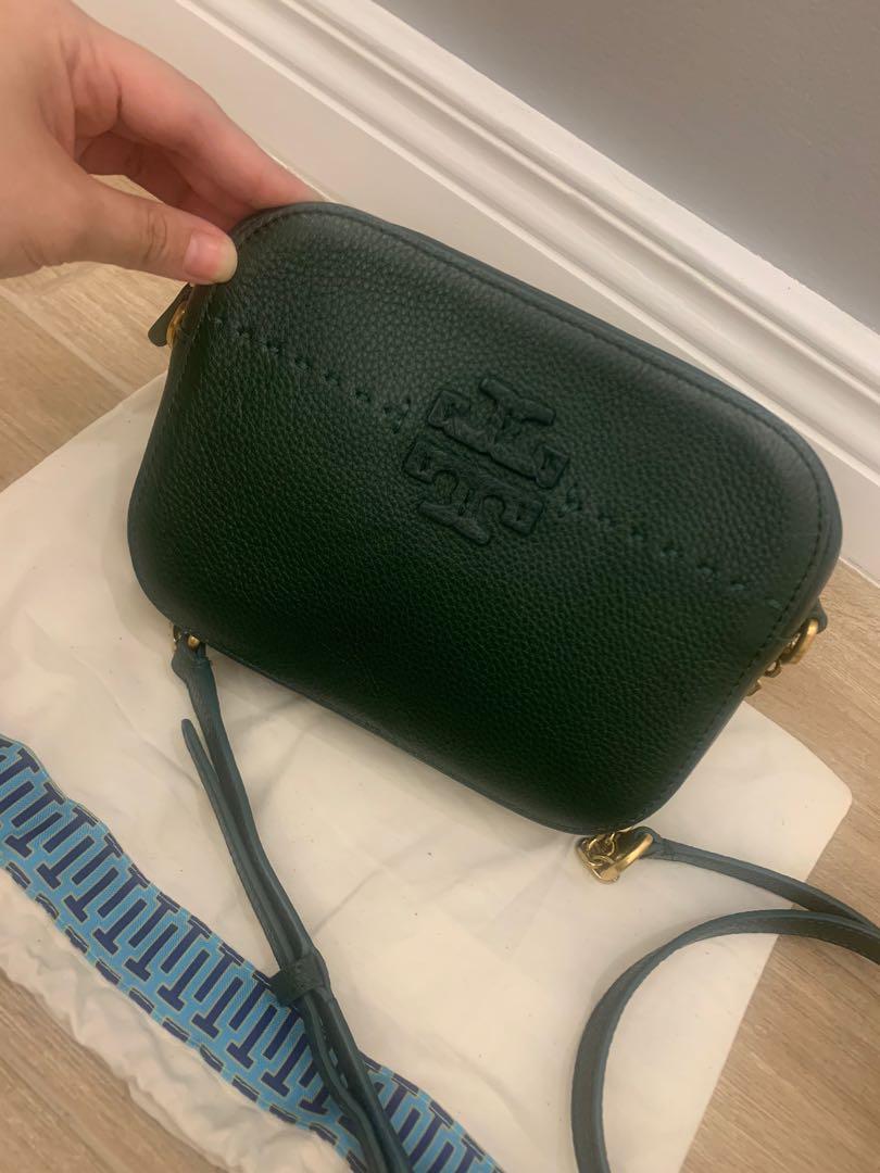 💚 Dark Green Tory Burch McGraw Camera Bag 💚, Luxury, Bags & Wallets on  Carousell