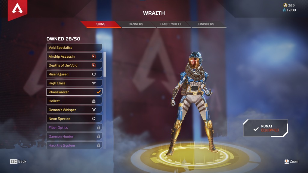 apex legends wraith kunai stacked account, Video Gaming, Gaming