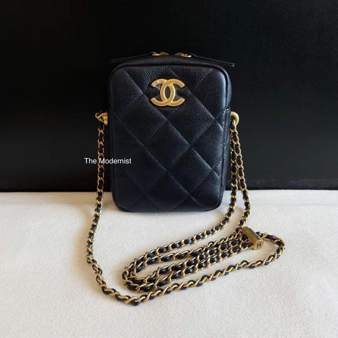 Authentic Chanel 21K Black Caviar Grained Calfskin Vertical Camera Bag,  Luxury, Bags & Wallets on Carousell