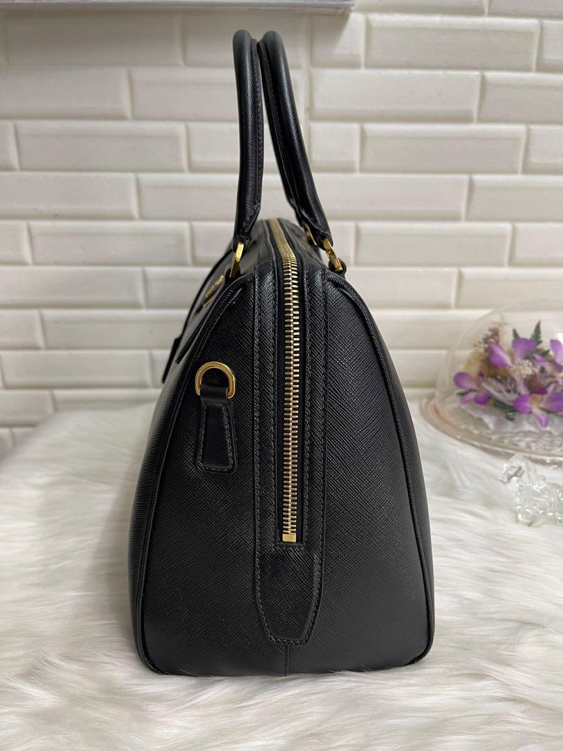Prada Black Saffiano Lux Leather Top Handle Bowler Bag BL0823 - Yoogi's  Closet