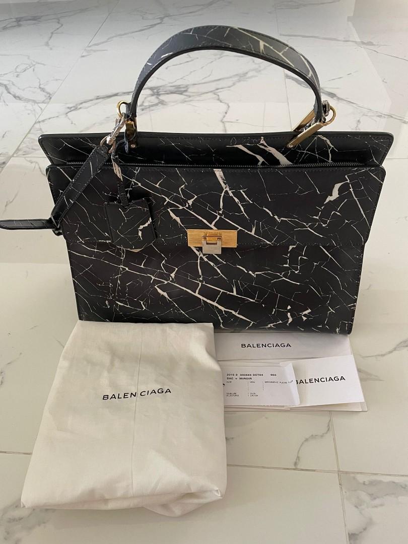 Balenciaga Le Dix Cartable Black Marble Print Bag Luxury Bags