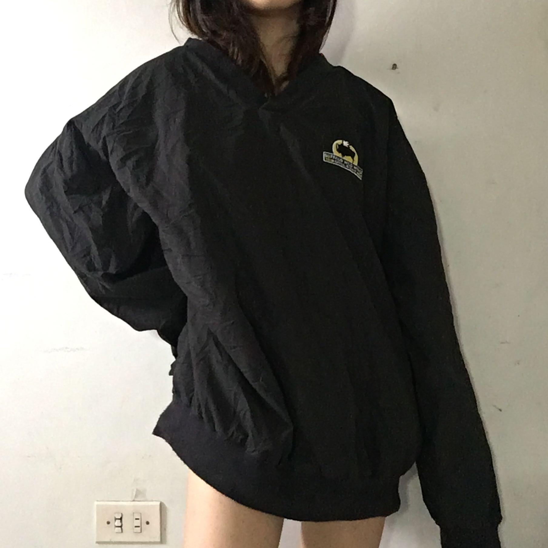 black oversized windbreaker
