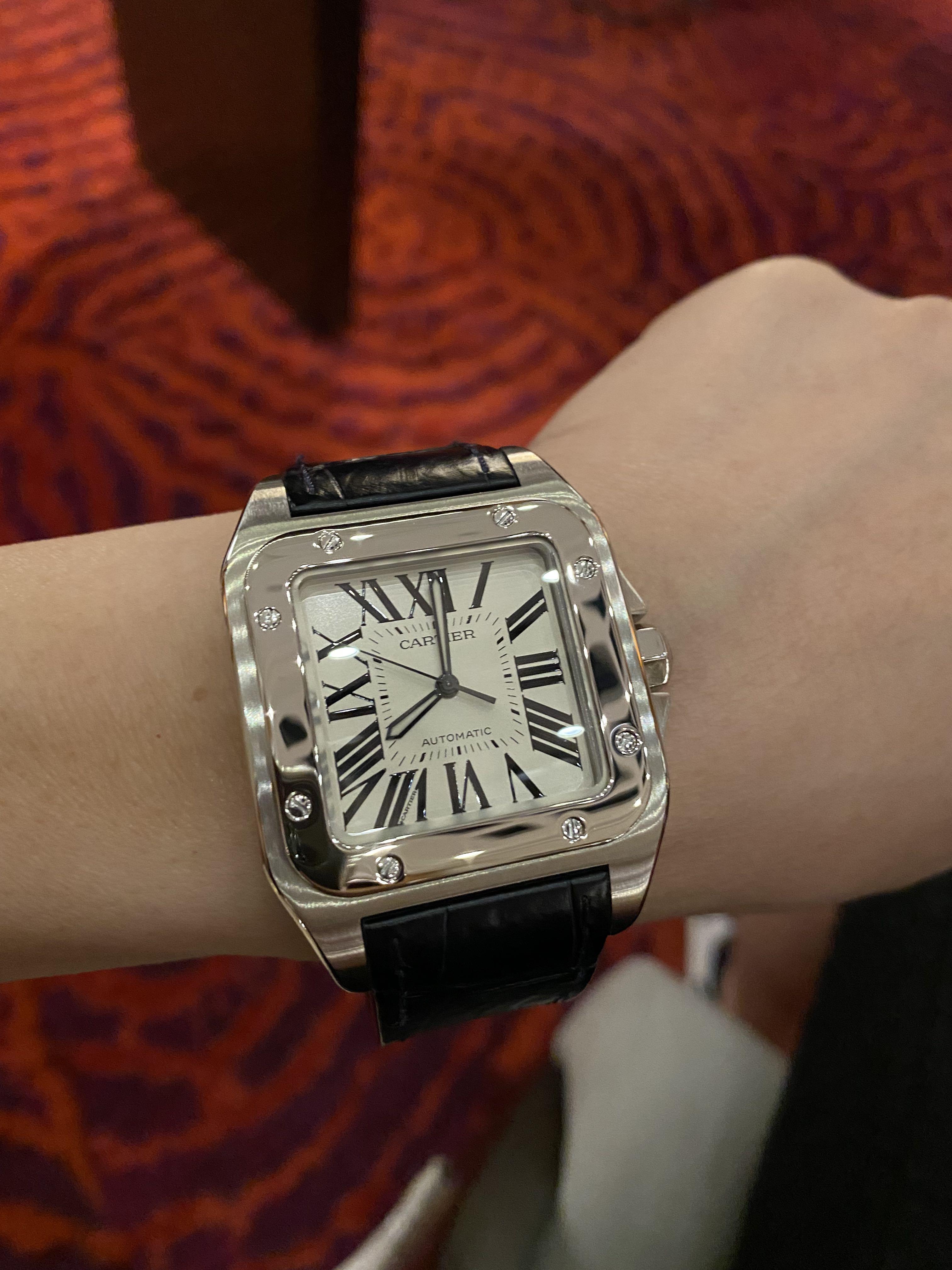 Cartier santos 100 xl top on wrist