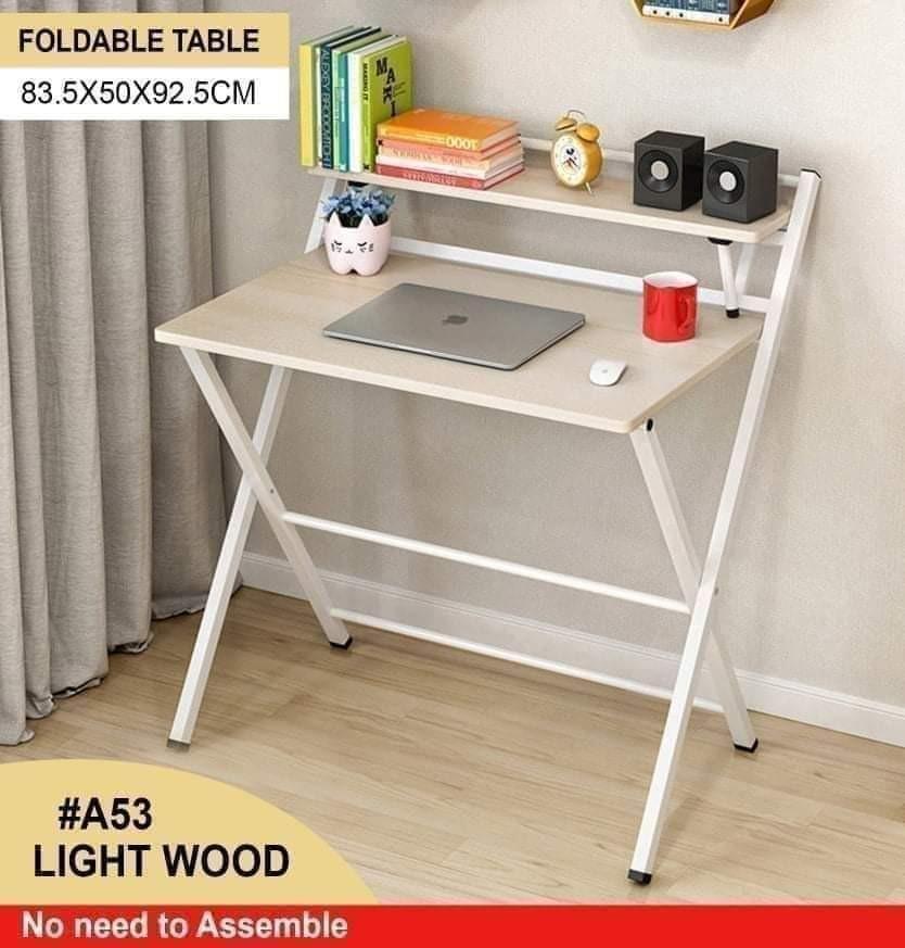FOLDABLE STUDY TABLE (Category: Tables & Sets) located in Malabon City. Submitted by mhegz.25 (Listing ID 1117631442, Image 1). Description: ITS EASY TO USE NO NEED TO ASSEMBLE MADE OF MDF WOOD AND METAL FRAME FOLDED TABLE.