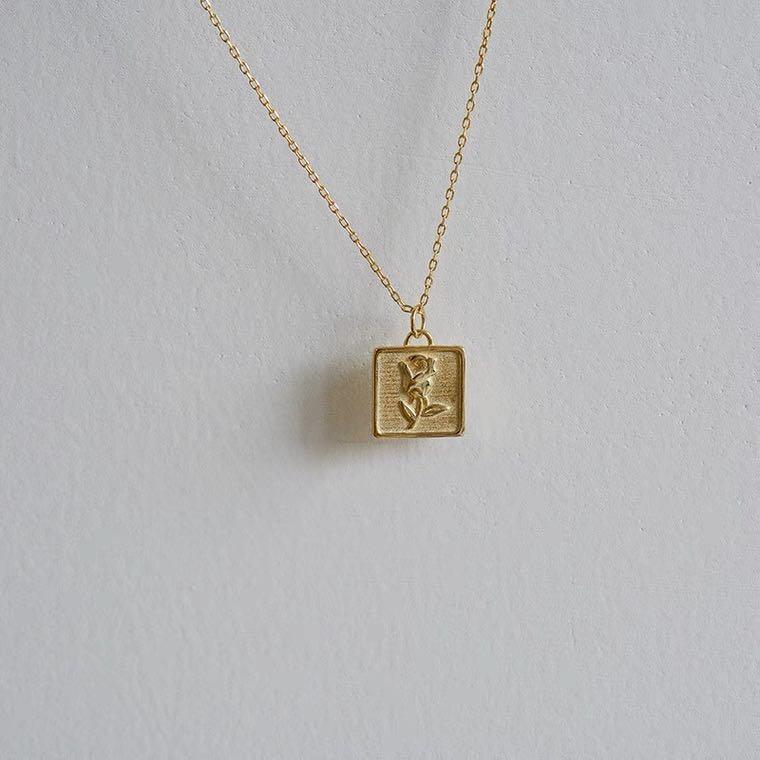 Gold square pendant clearance necklace