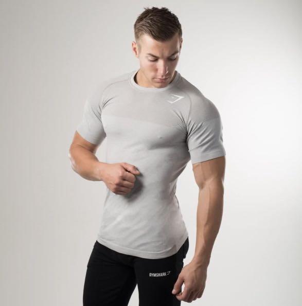 GYMSHARK Phantom T shirt Light Grey Marl Men s Fashion Tops Sets Tshirts Polo Shirts on Carousell