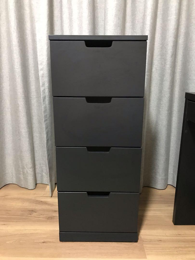 IKEA NORDLI Chest of 4 Drawers Anthracite 40x99cm Furniture