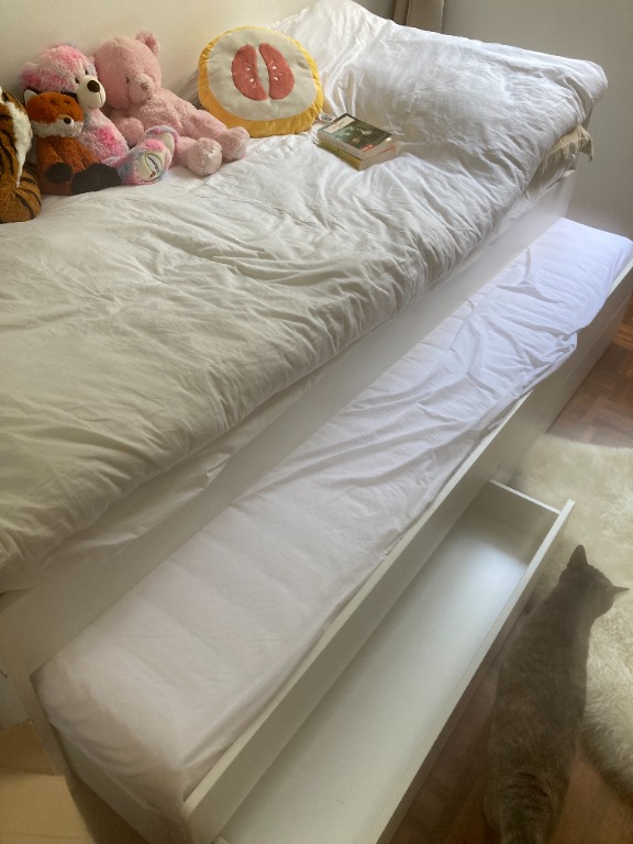 Ikea single trundle bed, trundle mattress and storage, Furniture & Home