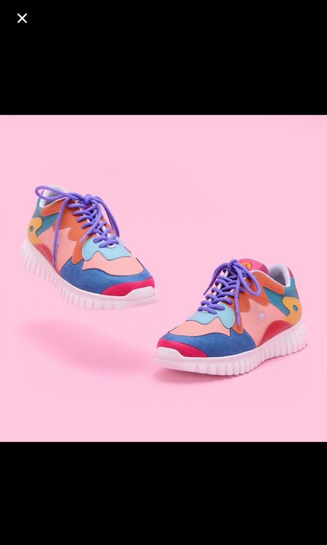 Iwearup art class rainbow waves sneakers Women s Fashion
