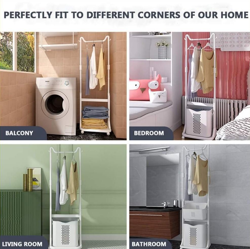 LAUNDRY BASKET WITH HANGING RACK, Furniture & Home Living, Home