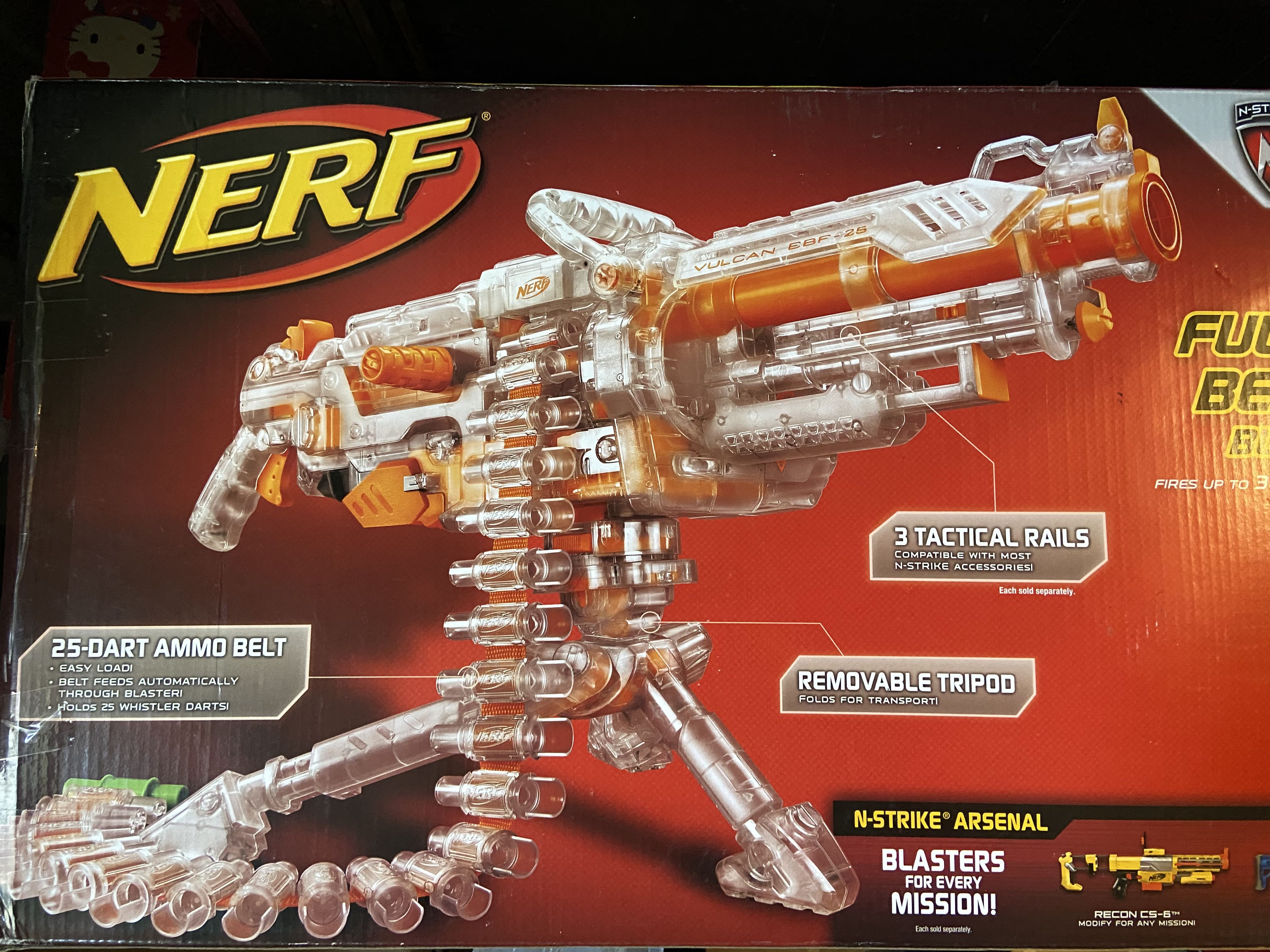 nerf n-strike vulcan dart blaster ebf-25 火神炮白色透明版clear