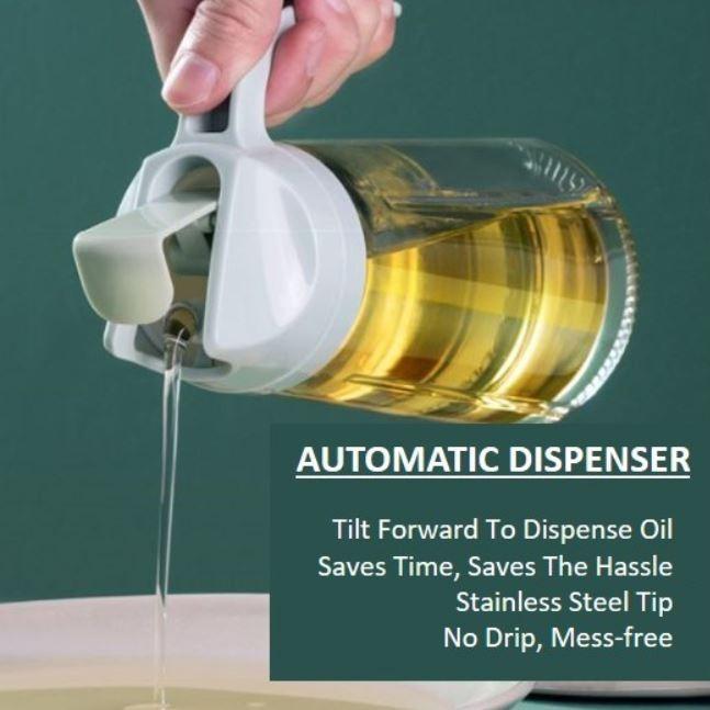 No Drip Automatic Oil Dispensing Glass Bottle, Furniture & Home Living