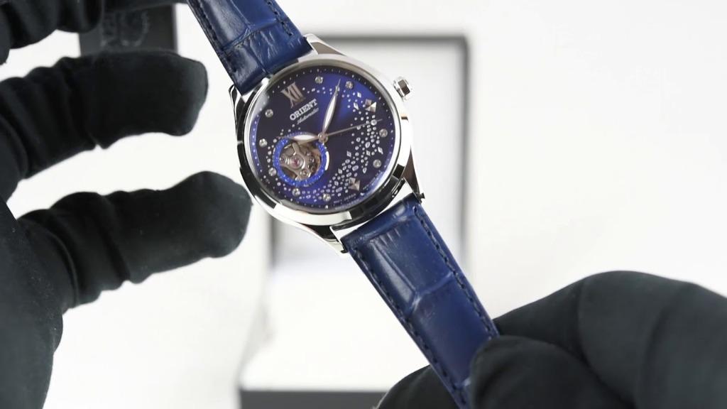 Orient RA AG0018L10B Mechanical Contemporary Blue Moon Swarovski Crystal Automatic Semi Skeleton Watch RA AG0018L