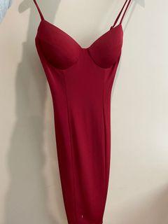 Red wine elegant dress