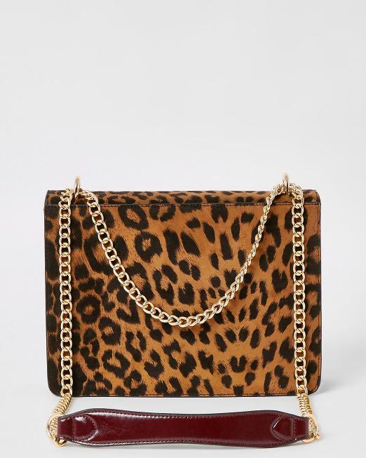 River island leopard online print weekend bag