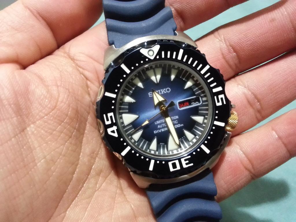 Wrist Watch Men s Seiko SRP455K1 Blue Monster Limited Edition No