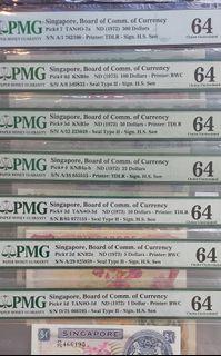 SINGAPORE 1ST ORCHIDS SERIES 1967 PMG 64!! ($1:$5:$10:$25:$50:$100:$500)