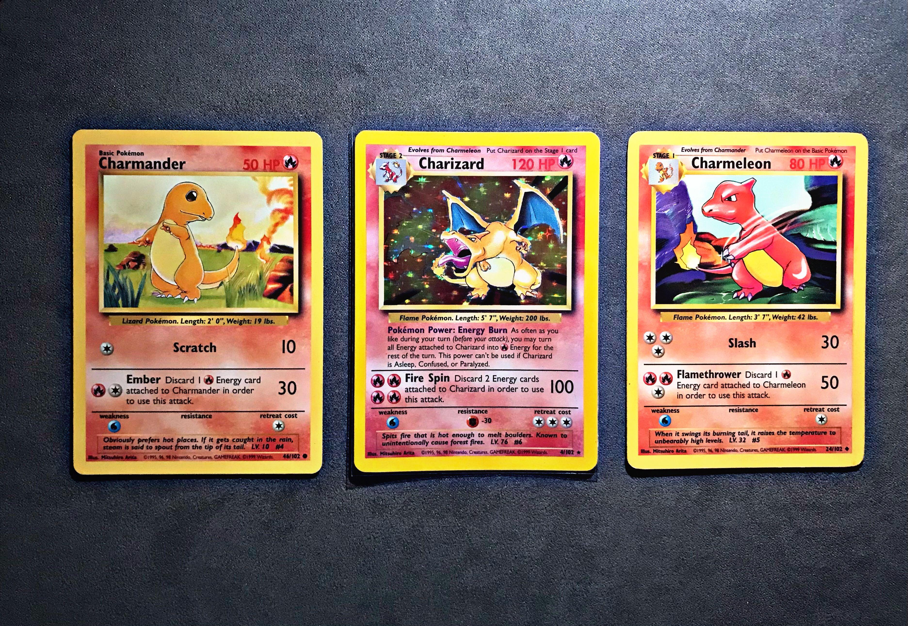 Vintage 1999 Base Set Unlimited Charizard Charmander Charmeleon Evolution  Line Pokemon Cards, Hobbies & Toys, Memorabilia & Collectibles, Vintage  Collectibles on Carousell