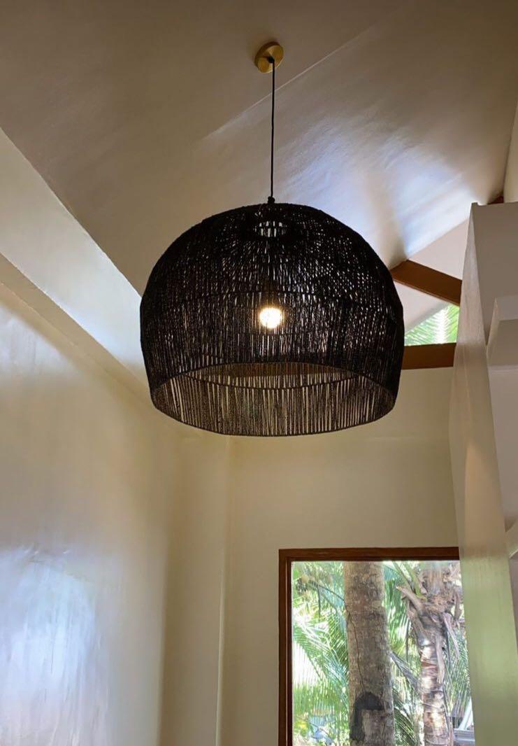 Abaca Big Hanging Lamp Droplight Native Lamps (Category: Lighting) located in Quezon City. Submitted by dfabloveverything (Listing ID 1117872616, Image 1). Description: Made of abaca material Wired framing - sturdy No electrical wirings no bulb We only sell the lampframe Sizes: S - 24” mid dia x 18” x 18.5”h - 3,800 M - 27” x 25” x 21” h - 4,500 L - 38” x 32” x 28”h - 6,500 DM to order. We also accept bulk orders. #biglamps #bigdroplights #bigsiz