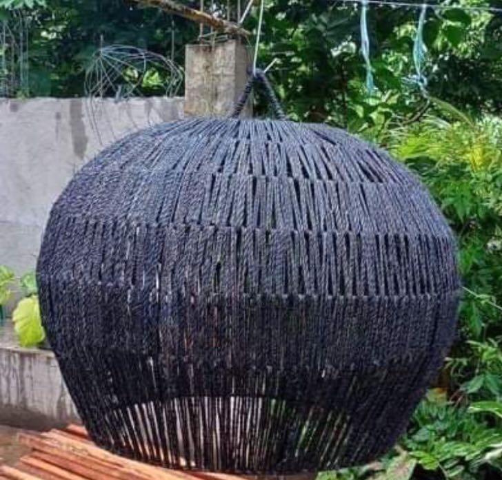 Abaca Big Hanging Lamp Droplight Native Lamps (Category: Lighting) located in Quezon City. Submitted by dfabloveverything (Listing ID 1117872616, Image 2). Description: Made of abaca material Wired framing - sturdy No electrical wirings no bulb We only sell the lampframe Sizes: S - 24” mid dia x 18” x 18.5”h - 3,800 M - 27” x 25” x 21” h - 4,500 L - 38” x 32” x 28”h - 6,500 DM to order. We also accept bulk orders. #biglamps #bigdroplights #bigsiz