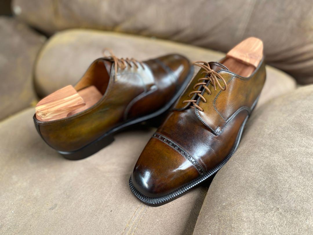 REPRICED! Antique Style custom patina Captoe Derby leather shoes