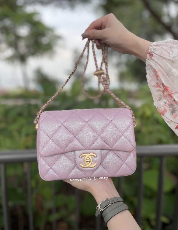 ❣️BNIB❣️Chanel Mini Square 21K My Perfect Iridescent Pink Caviar Ghw Bag