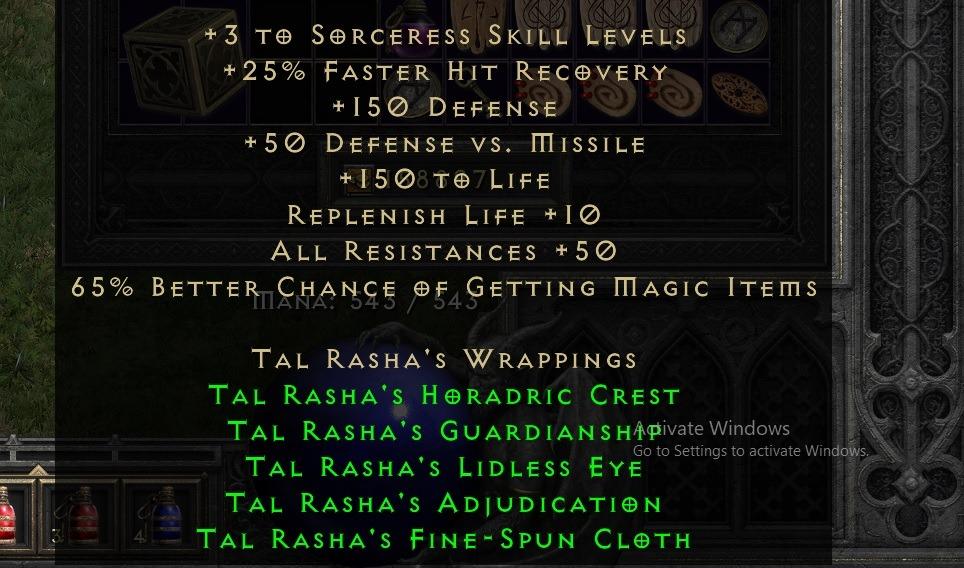 Diablo 2 Ressurected Full Tal Rasha SET, Video Gaming, Gaming Accessories, InGame Products on